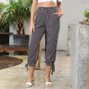 Elastic Waist Carrot Pants with Tie Belt