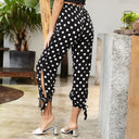 Elastic Waist Carrot Pants with Tie Belt
