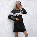 Stylish Women's Sweat Dress with Animal Print Accents