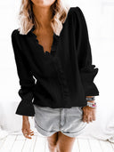 Ruffle-Detail Women's Blouse with Button Closure