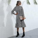 Chic Women's Puff Sleeve Dress with Ruffle Hem