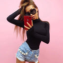 Chic Long Sleeve High Collar Bodysuit for Women