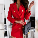 Chic Women's Blazer Dress with Gold Button Accents