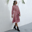 Chic Women's Puff Sleeve Dress with Ruffle Hem