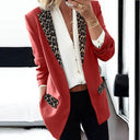 Chic Women's Blazer with Bold Leopard Accents