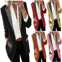 Chic Women's Blazer with Bold Leopard Accents