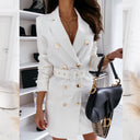 Chic Women's Blazer Dress with Gold Button Accents