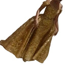 Chic Women's Evening Dress with Lace Accents and Billowy Sleeves