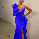 Chic Ruffled Dress with Slit for Women