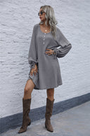Chic Women's Waffle Knit Sweater Dress