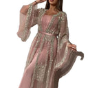 Chic Transparent Kaftan Robe with Unique Embellishments