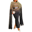 Stunning Cape Evening Dress with Glitter Accents