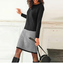 Houndstooth Hem Chic Dress