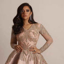 Glamorous Evening Dress with Sequins and V-Neck