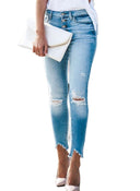 High-Waisted Ripped Jeans for Women - Trendy Button Fly Style