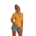 Chic Women's Blouse with Decorative Button Accents
