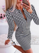 Houndstooth Pattern Women's Dress - Chic Style