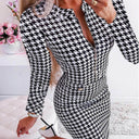 Houndstooth Pattern Women's Dress - Chic Style