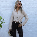 Stylish Women's Blouse with Knot Detail & Button Closure