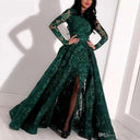 Women's Sequined Long Sleeve High Slit Dress