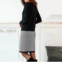 Houndstooth Hem Chic Dress