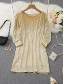 Chic Sequin Party Dress with Bold Contrast
