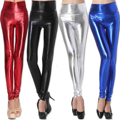 Shiny High-Waist Shimmer Leggings for Women