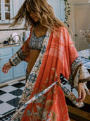 Chic Floral Print Kimono Wrap