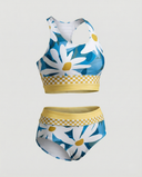 Chic Striped Zip-Back Bikini Set