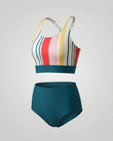 Chic Striped Zip-Back Bikini Set