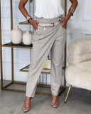 Patchwork Trousers with Statement Belt