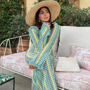Chic Striped Patterned Crochet Maxi Dress