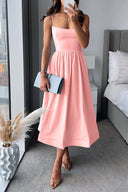 Chic Midi Dress with Spaghetti Straps