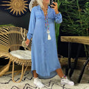 Classic Women's Solid Color Denim Dress