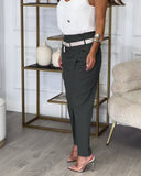 Patchwork Trousers with Statement Belt