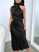 Chic Speckled Silk Women's Dress