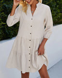 Checked A-Line Dress with Button Front for Women