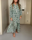 Chic Polka Dot and Geometric Pattern Dress