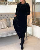 Chic Velvet Dress for Flattering Belly Coverage