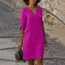 Rona Linen V-Neck Dress with Pockets