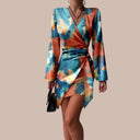 Abstract Marble Print Wrap Dress