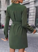 Chic Long Sleeve V-Neck Shirt Dress with Belt