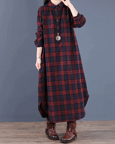Chic Long Checkered Shirt Dress for Effortless Style