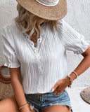 Floral Lace V-Neck Blouse - Fleur Elegance