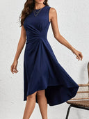 Chic Dark Blue Midi Dress for Effortless Elegance