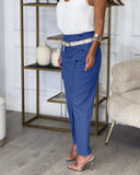 Patchwork Trousers with Statement Belt
