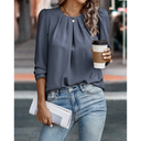 Chic Long Sleeve Pleated Blouse