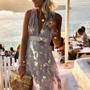 Sequin-Embellished V-Neck Flowing Dress