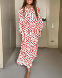 Chic Polka Dot and Geometric Pattern Dress