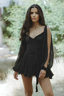 Chic Mini Dress with Lantern Sleeves